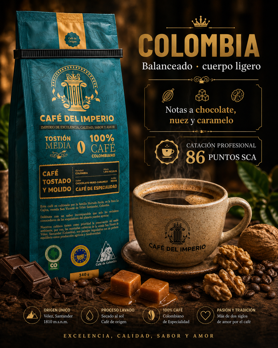 Café microlote ESPECIAL variedad COLOMBIA (2 x 340 gramos)